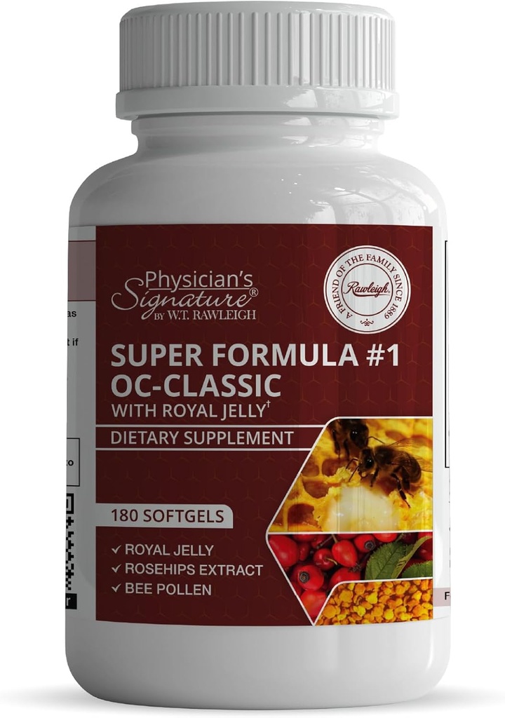 Rawleigh Super Formula nr. 1 OC-Classic: 180 Softgels met Royal Jelly & Bee Pollen gecombineerd met Rosehips, Alpha lipoïnezuur, & Vitamine B12, Non-GMO Supplement voor Hartgezondheid & Immune Ondersteuning