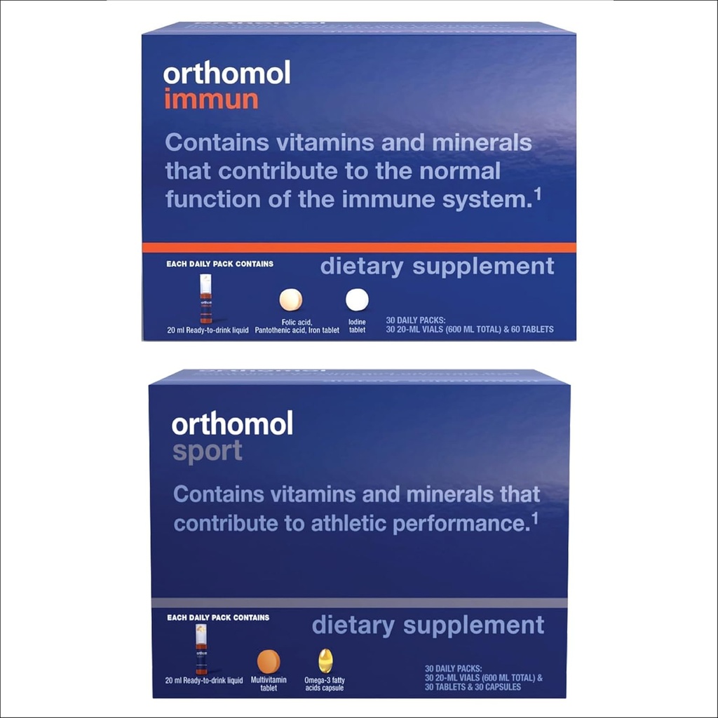 Orthomol Immun & Sport Flacons, Sportvoeding en Immune Support Supplementen, 30 dagen levering