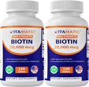 Vitamatic High Potency Biotin 20000 mcg (20mg) met Keratine 100mg - 120 Vegetarische tabletten - Biotine Supplementen voor gezonde haarhuid & Nails voor volwassenen (120 Tellen (Pack of 2))