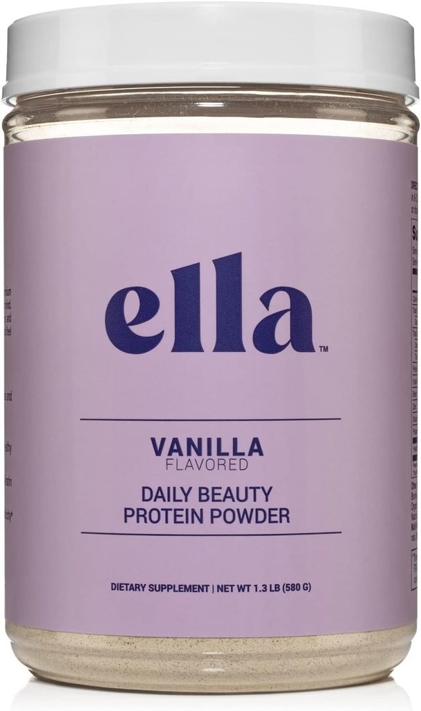 Ella Vanilla Collageen Proteïne Poeder voor Vrouwen - Dagelijkse Beauty Proteïne Poeder met Grass-Fed Collageen Peptiden - Non-GMO, Gluten-Free, Geen kunstmatige zoetstoffen - 20 Servers