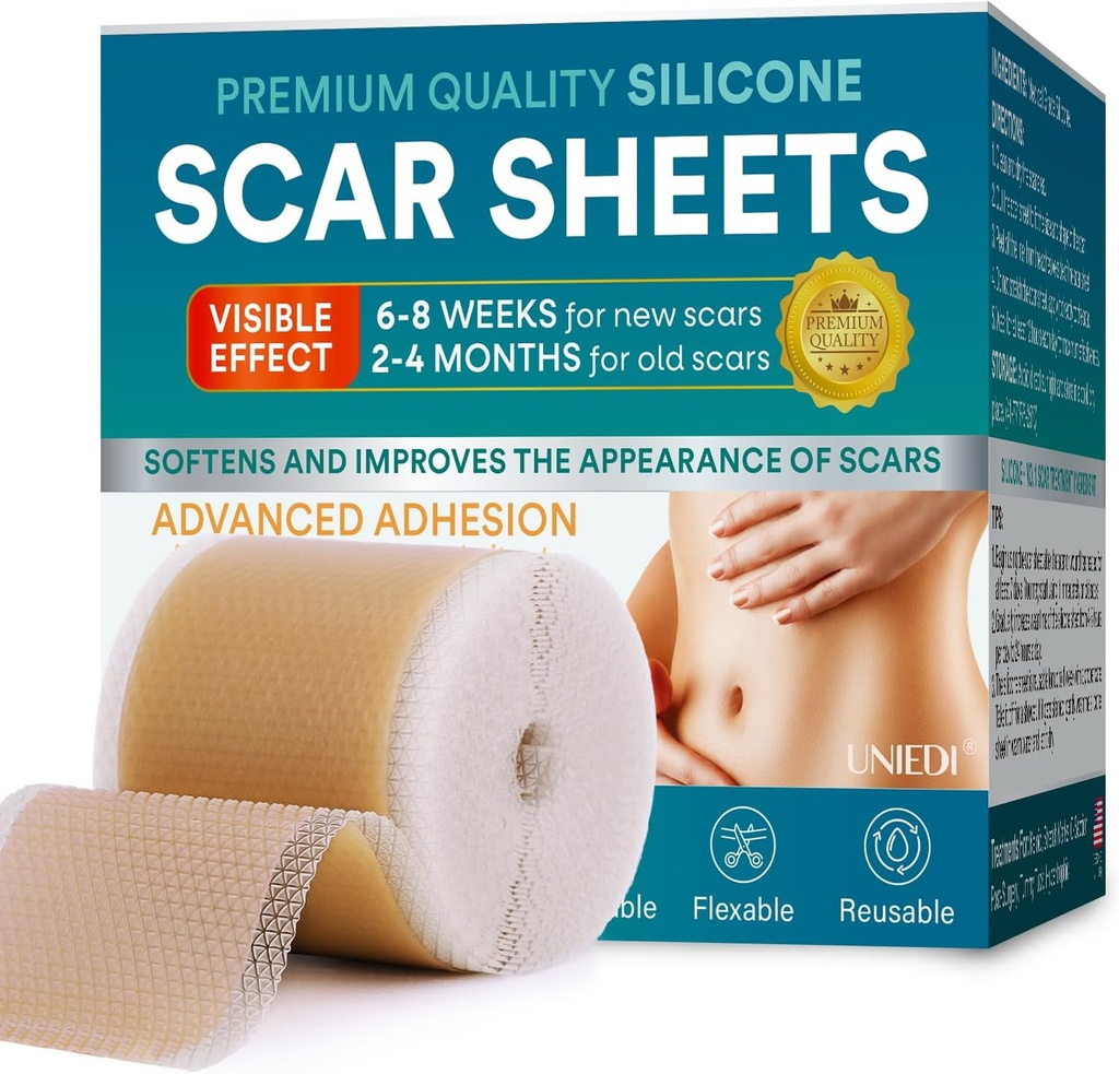 Siliconen Scar Sheets, Siliconen Scar Tape(1.6"x 120" Roll-300CM), Siliconen Tape voor littekens, Scar Tape voor chirurgische littekens, Siliconen Scar Strips voor C-sectie, Tummy Tuck, Keloid, en Chirurgische littekens
