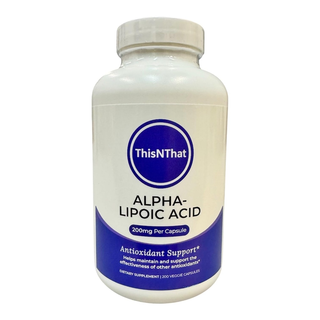 ThisN That Nutritional Supplement Support Bundle: (2) 200mg 100 kt Flessen van Alpha Lipoic Acid Tip Card