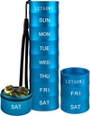 Organisateur hebdomadaire de pilules empilables, cas de pilules métalliques de grande capacité Compartiment de 7 jours Boîte de médicaments Conteneur de pilules imperméable Boîte de stockage en aluminium de vitamine pour huile, vitamines, pilules et suppléments