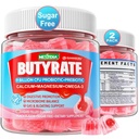 Butyrate Gummies with Probiotic + Prebiotic + Postbiotic, Omega-3 500mg,9 Miljard CFU Probiotics with Fiber, Calcium & Magnesium, Inulin,Psyllium Husk for Digestive Health,Bloating Support, Sugar Free