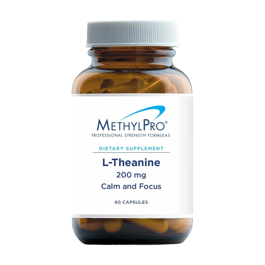 MethylPro L-Theanine 200mg - Supplément L Theanine avec Glycine pour l'énergie et le focus calm, Amino Acid pour le soutien du sommeil et réponse au stress sain - 90 Capsules