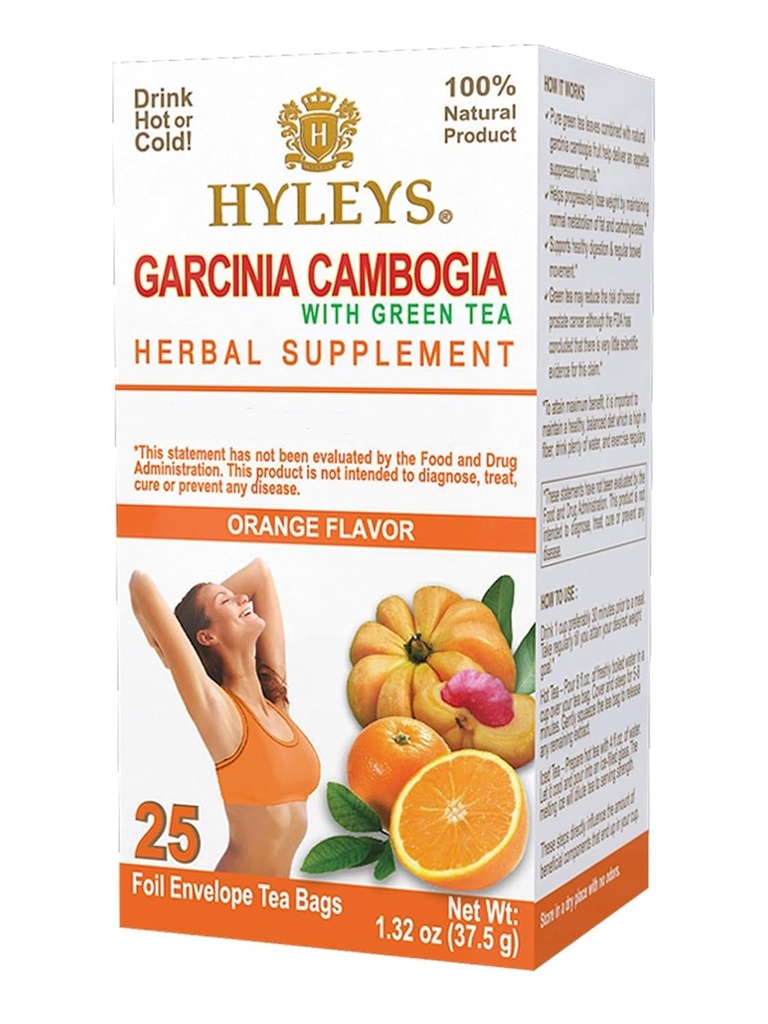 HYLEYS Thee Garcinia Cambogia Groene Thee met oranje smaak - 25 theezakjes