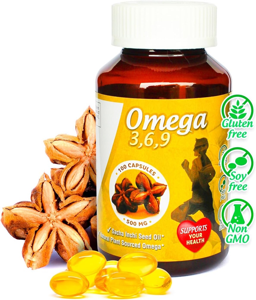 Sikyriah Omega 3, 6 en 9 softgel Capsules l 100% Pure Sacha Inchi Oil l 3000mg per dag l Plant Based Supplement l Odorless Essentiële vetzuren Bron l Non-GMO l