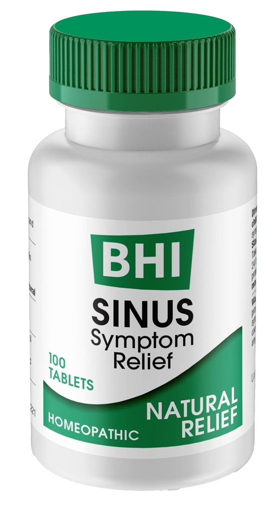 BHI Sinus Natuurlijke Congestie Relief 7 Gerichte Homeopathische Actieve Ingrediënten Helpen Verlichten Nasale Koude Symptomen, Pijn, Druk & Hoofdpijn Extra sterkte Ondersteuning voor vrouwen & Mannen - 100 Tabletten