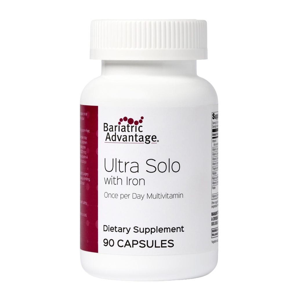 Bariatrische Voordeel Ultra Solo met IJzer - eenmaal daags Dagelijks Multivitamine - voor Bariatrische Patiënten - met Thiamine, Vitamine A & meer - Glutenvrij - 90 Capsules