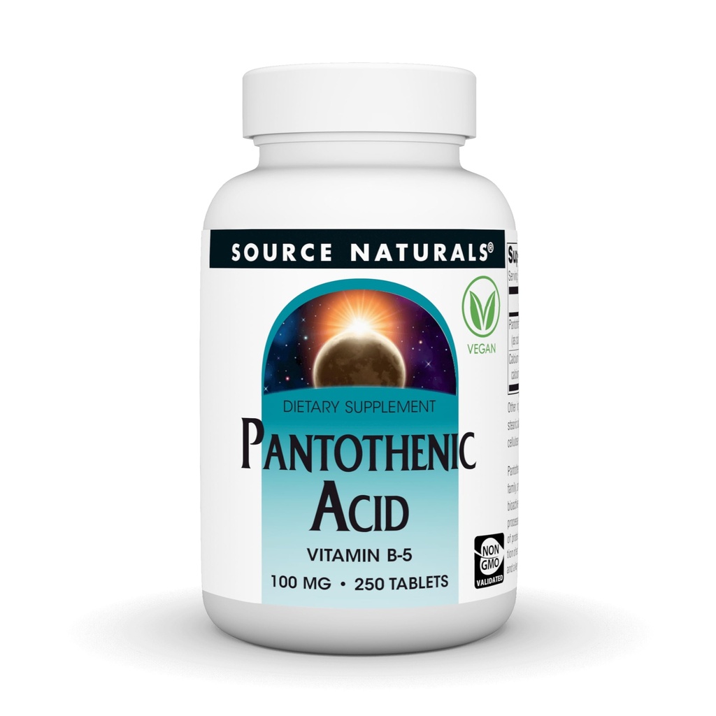 Bron Naturals Pantothenic Acid 100 mg Vitamine B-5 Dieetsupplement - 250 tabletten