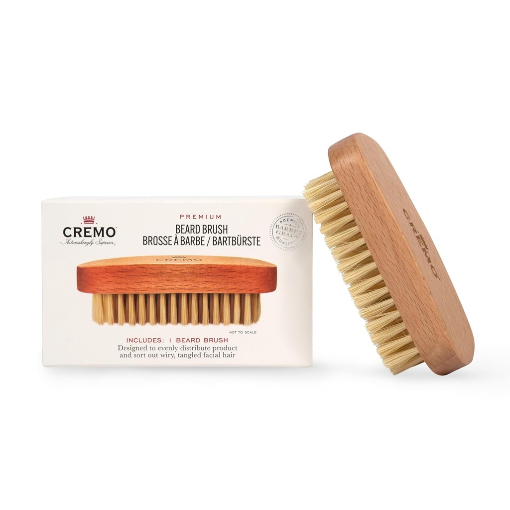 Cremo Baard Accessoires, 100% Boar Bristle Baard Borstel met houten handvat - Vorm, stijl en bruidegom elke lengte gezichtshaar