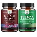 Ensemble de nettoyant et de détox à base d'acide urique à base d'herbe et de supplément de soutien du foie TUDCA avancé - Nettoyage quotidien essentiel du rein et soutien de l'acide urique - pour le soutien du foie et du rein Gallbladder
