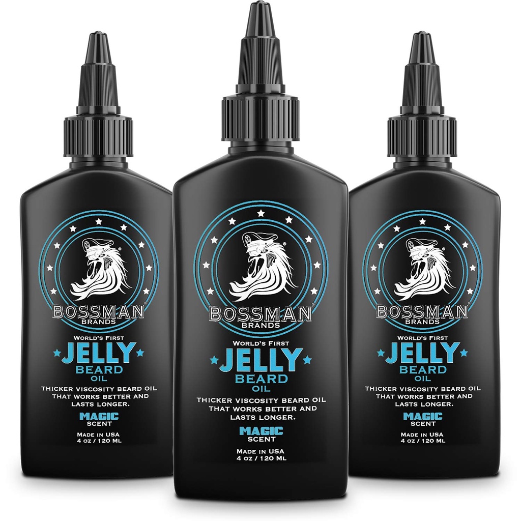 Bossman Jelly Beard Oil for Men - 3 Pack (12 oz in Total, Magic Scent)