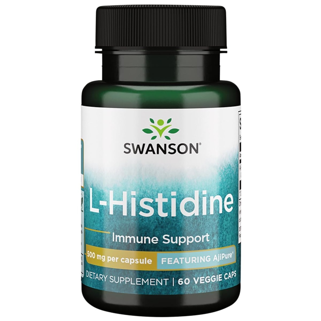 Swanson Amino Acid Ajipure L-Histidine Pharmaceutical Graad 500 Milligrammen 60 Veg Capsules