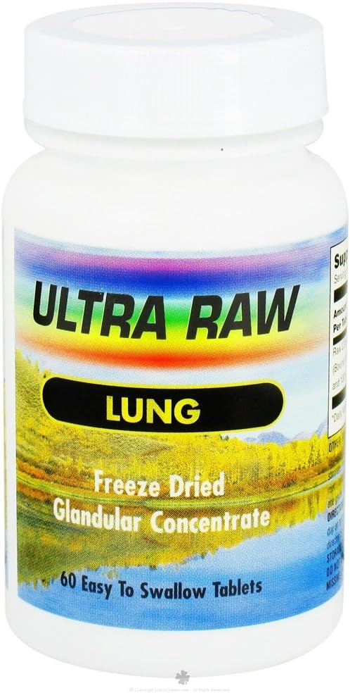 Ultra Enterprises Ultra brut Lung 200mg Glandulaire Support, Substance pulmonaire, Vaccin séché, dégraissé, non coupé, 100% pur, sans ESB Glandes bovines
