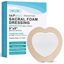MedVance TM Silicone - Poignée adhésive en mousse de silicone à bordure sacrale, bandage de traitement des plaies de lit pour Sacrum, taille 9"x 9" (6,1" Pad x 6,6" Pad), Boîte de 5 pansements