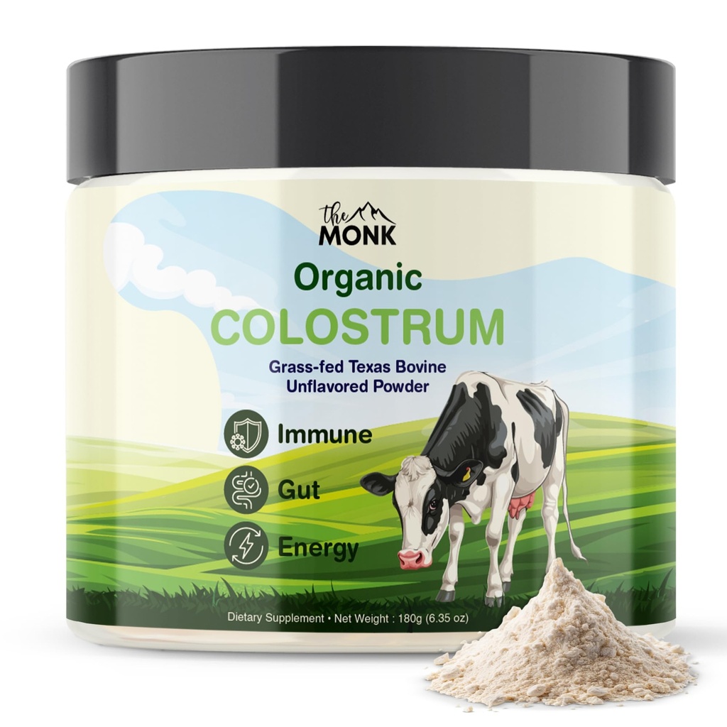 Colostrum Supplement - Grass Fed Texas Bovine Whole Colostrum Powder for Immune, Gut & Wellness - Ultimate Ig Superfood - Unflavored - 100% Pure - 6,35 Oz - 90 Servings (Best Value) - Made in The USA