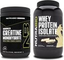 NutraBio Créatine monohydratée, non aromatisée, 300g et Isolate de protéines de lactosérum, Vanille alpine, supplément - Énergie musculaire, croissance musculaire maigre, récupération et force