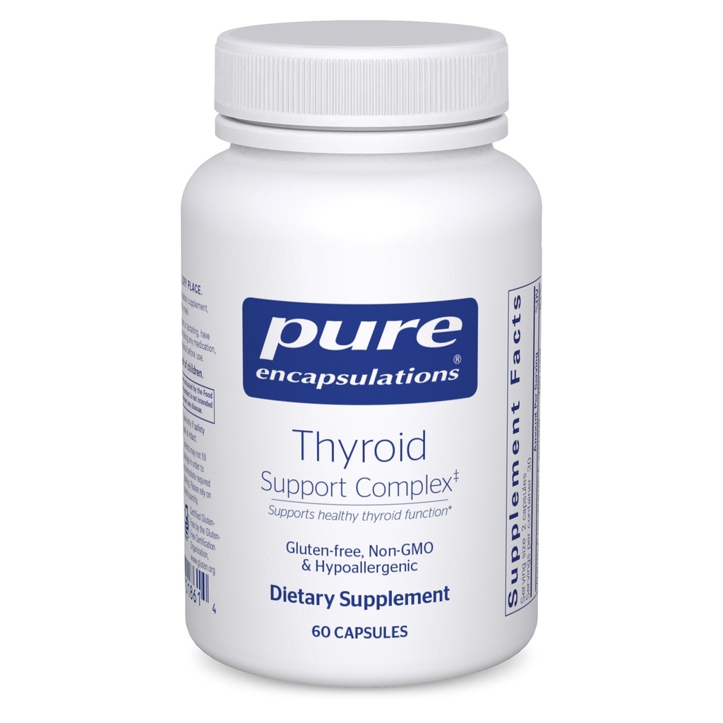 Encapsulations pures Complexe de soutien thyroïde - Soutient la santé thyroïde* - Infusion antioxydante - avec Ashwagandha & Iodine - Non-OGM & Végétarien - 60 Capsules