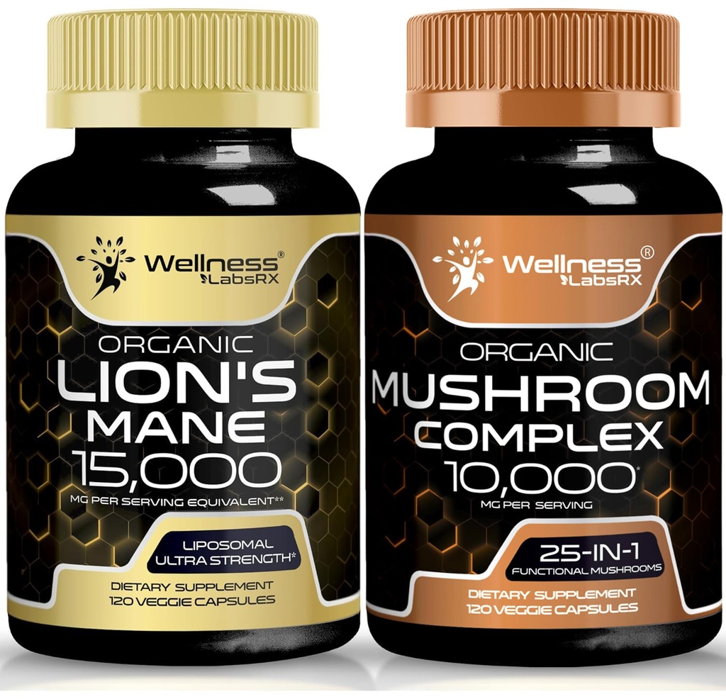 WELNESS LABSRX Lions Mane Supplement Capsules en Paddestoel Capsules 