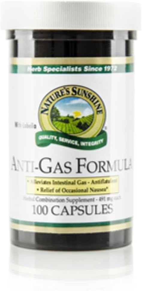 Nature's Sunshine Anti-Gas Formula met Lobelia, 100 Capsules 