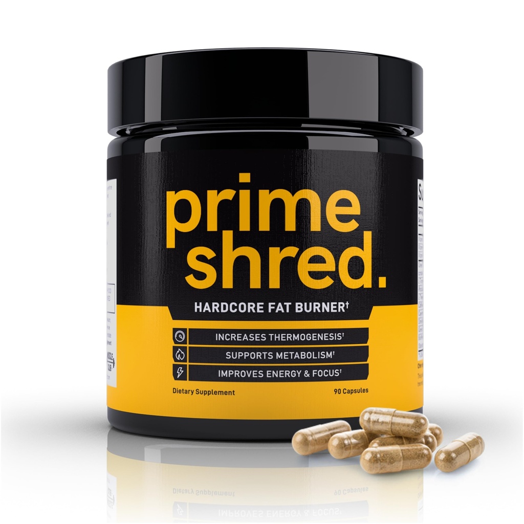 PrimeShred: Fat Burner for Men, Natural Appetite Suppressant, Thermogenic Workout Metabolisme Booster & Energy Supplement, Weight Management w/Green Tea, Cafeine L-Carnitine, Vegan & Soy-Free, 90 Caps