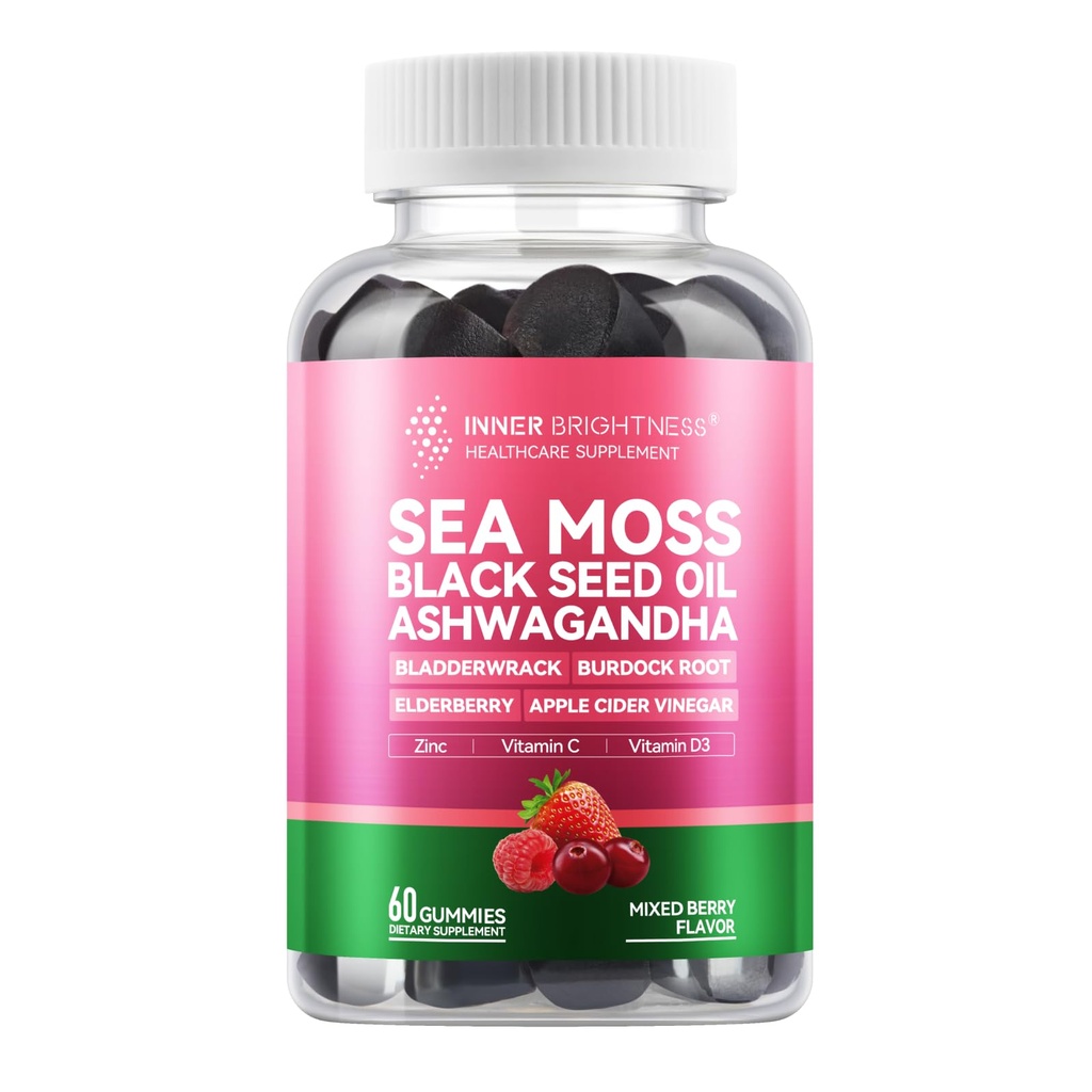 Sea Moss 4000mg Gummies met Ashwagandha, Vlierbessen, Apple Cider Vinegar, Bladderwrack, Burdock Root 