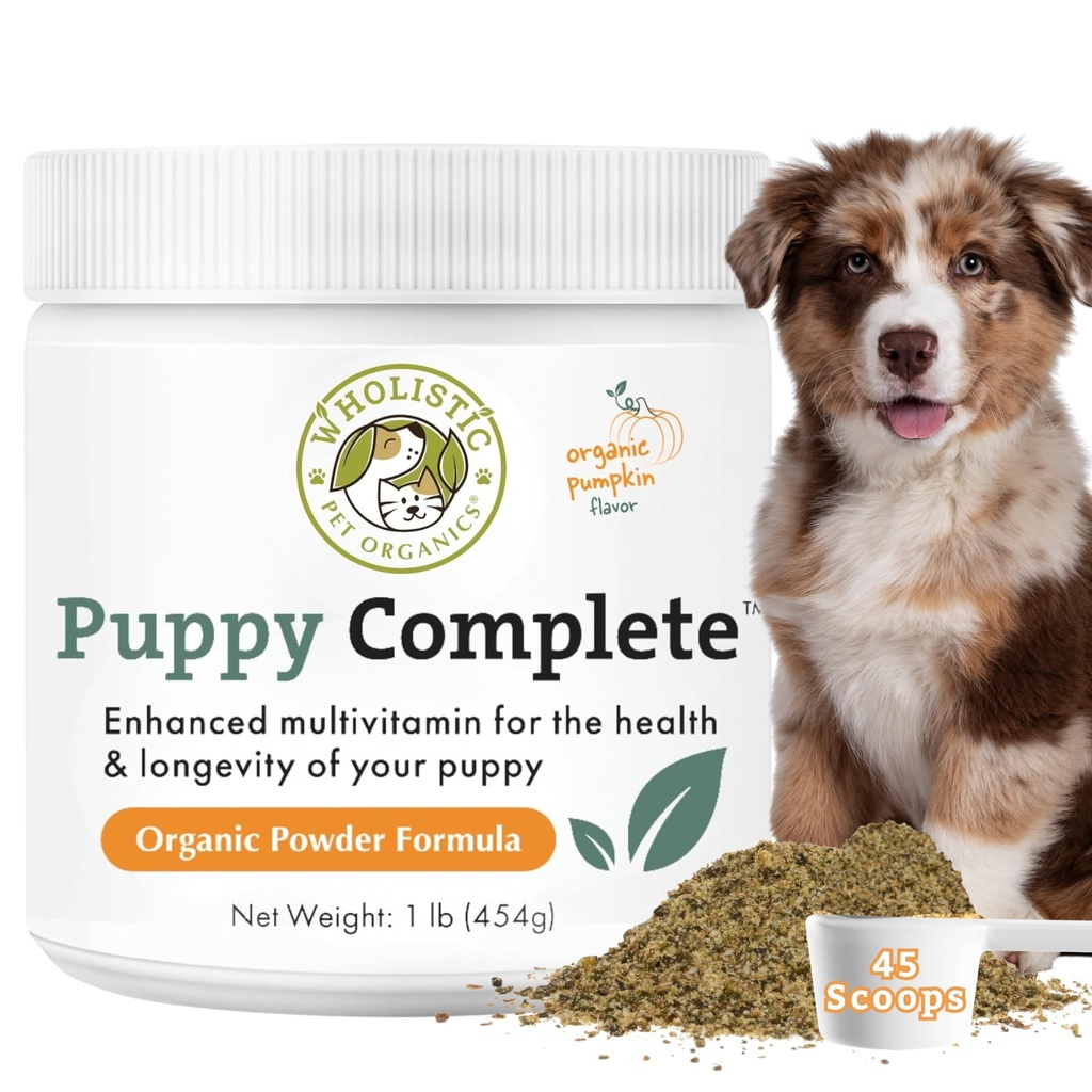 Wholistic Pet Organics Puppy Complete - Honden Multivitamine Poeder - 1 Lb - Dagelijkse hondenvitaminen en supplementen voor zelfgemaakte voeding - Immuunsysteem, huid, jas en algemene gezondheid - Kleine en grote rassen Puppies