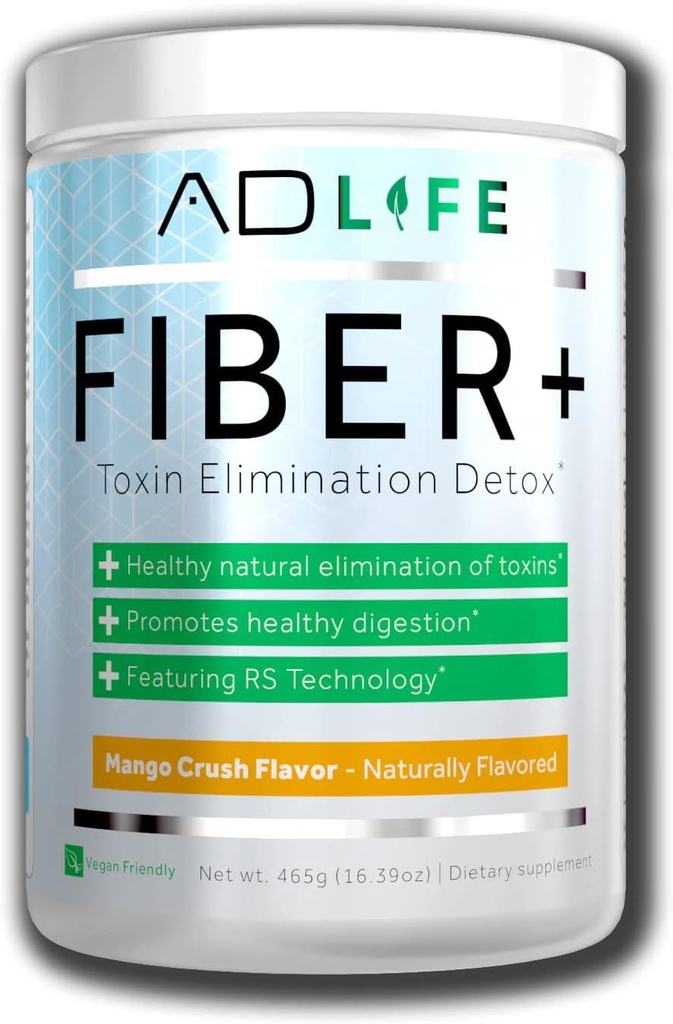 Project AD Fiber+ Vegan Fiber Supplement Powder, ondersteunt Gut Health en spijsverteringsregulariteit (Mango, 16,4 oz)