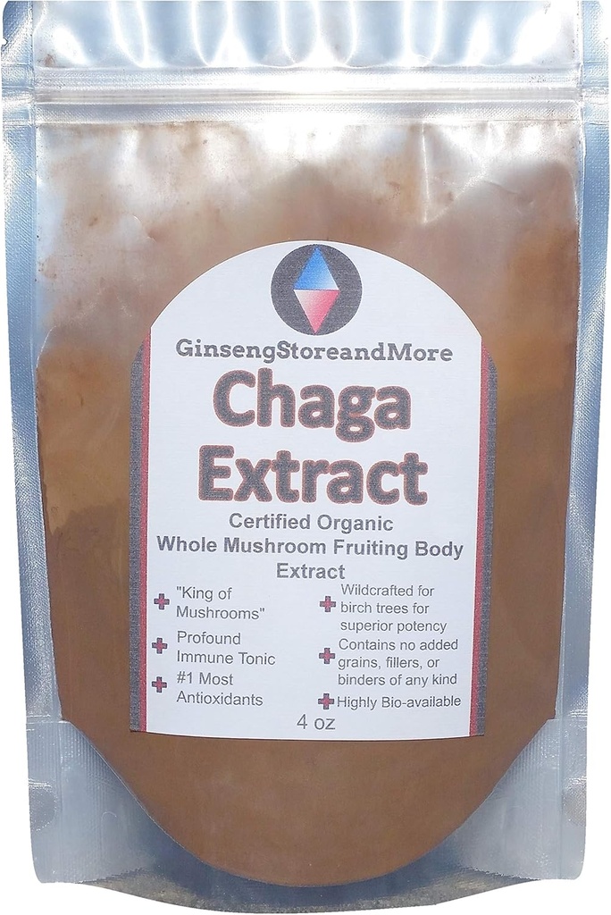 4oz Champignon Biologique Chaga extrait de sclérotium de Sibérie sauvage Chaga de Nammex. >8% Beta-Glucans.