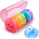 Sukuos Large Weekly Pill Organizer 2 keer per dag, Daily Pill Box 7 Dag Eenvoudig te openen met dubbele bescherming, AM PM Pill Case voor Geneeskunde/Vitamine/Visolie/Supplements (rood)