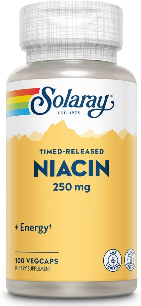 SOLARAY Niacin Getimed-Release 250mg, Vitamine B3 