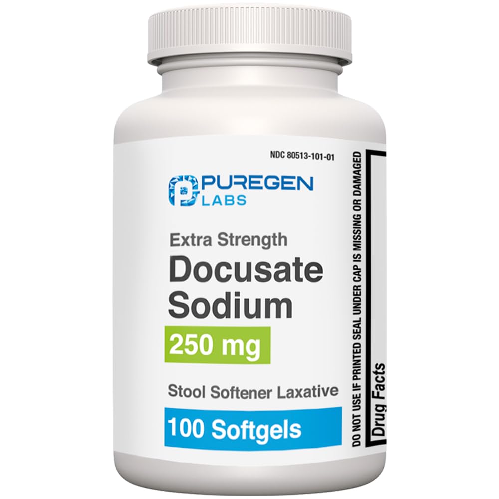 Purgen Labs Docusaat natrium 250mg Stool Softener Laxatieve 
