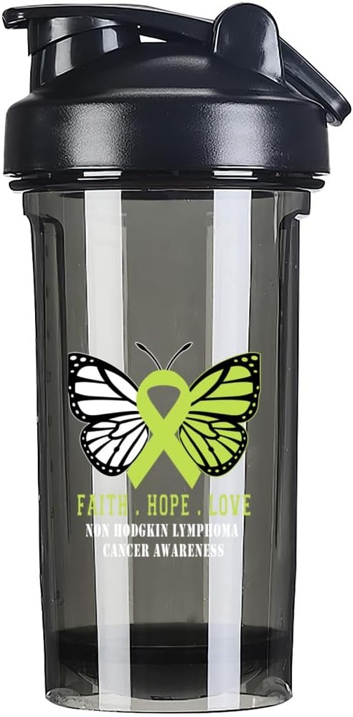 Papillon Lymphome non hodgkinien Sensibilisation au cancer 18 Once Shaker Bottle Drink Mixer Anti-fuite Pré-entraînement La protéine Shakes Repas Shakes Bottles 500ML/18 Oz Black&-3&-3