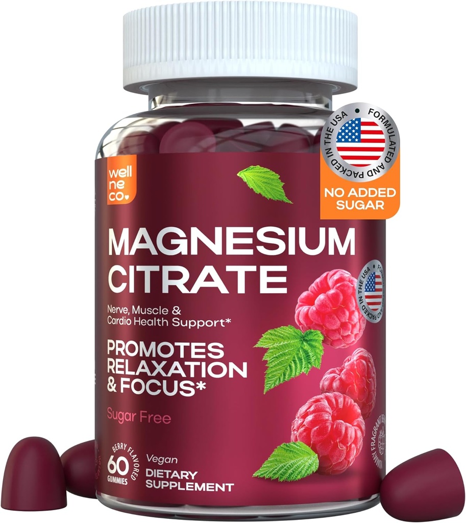 Suppléments gommy de magnésium pour adultes - 180 Mg pour la santé nerveuse, musculaire et cardiovasculaire, favorise le sommeil reposant - 60 Compte