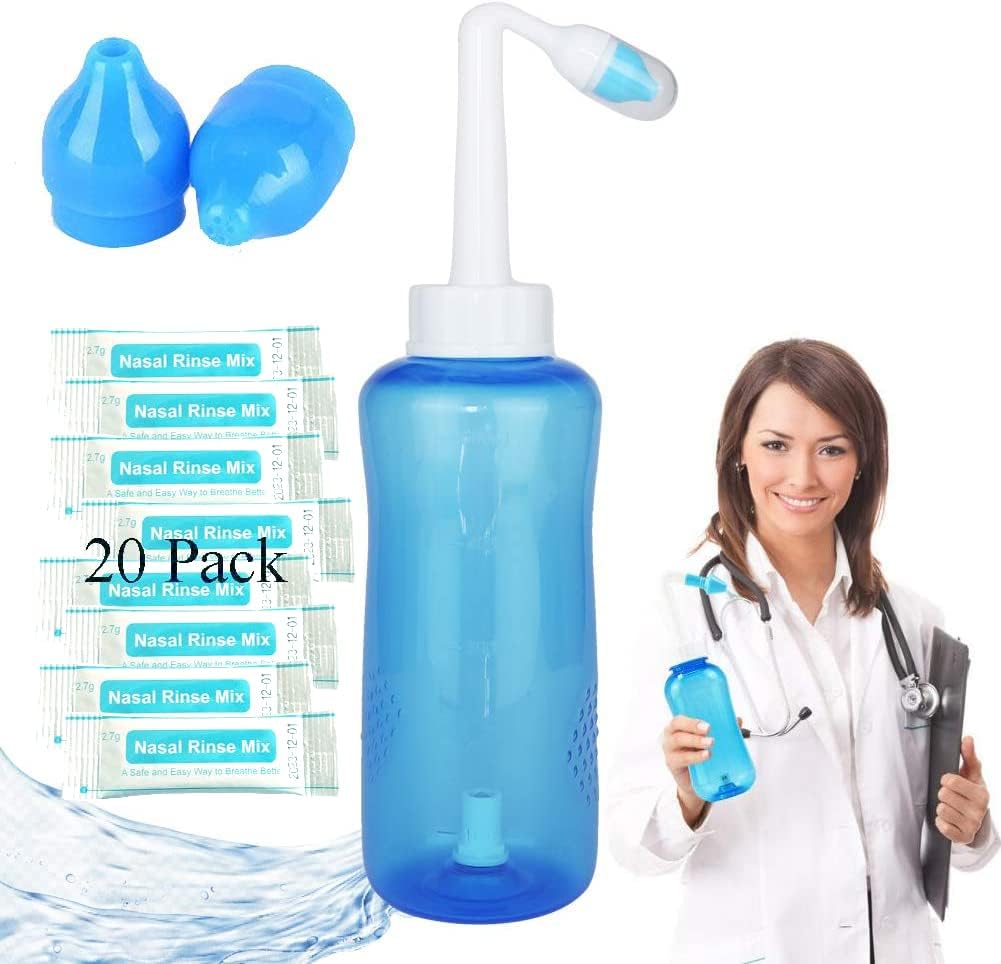 Nasale Wash Bottle, Sinus Rinse Bottle Neus Wash Cleaner 300ml Neus Wash Bottle Pot Device Neus Irrigatie - Neusverzorging en vochtinbrengen voor volwassenen en kinderen (1)