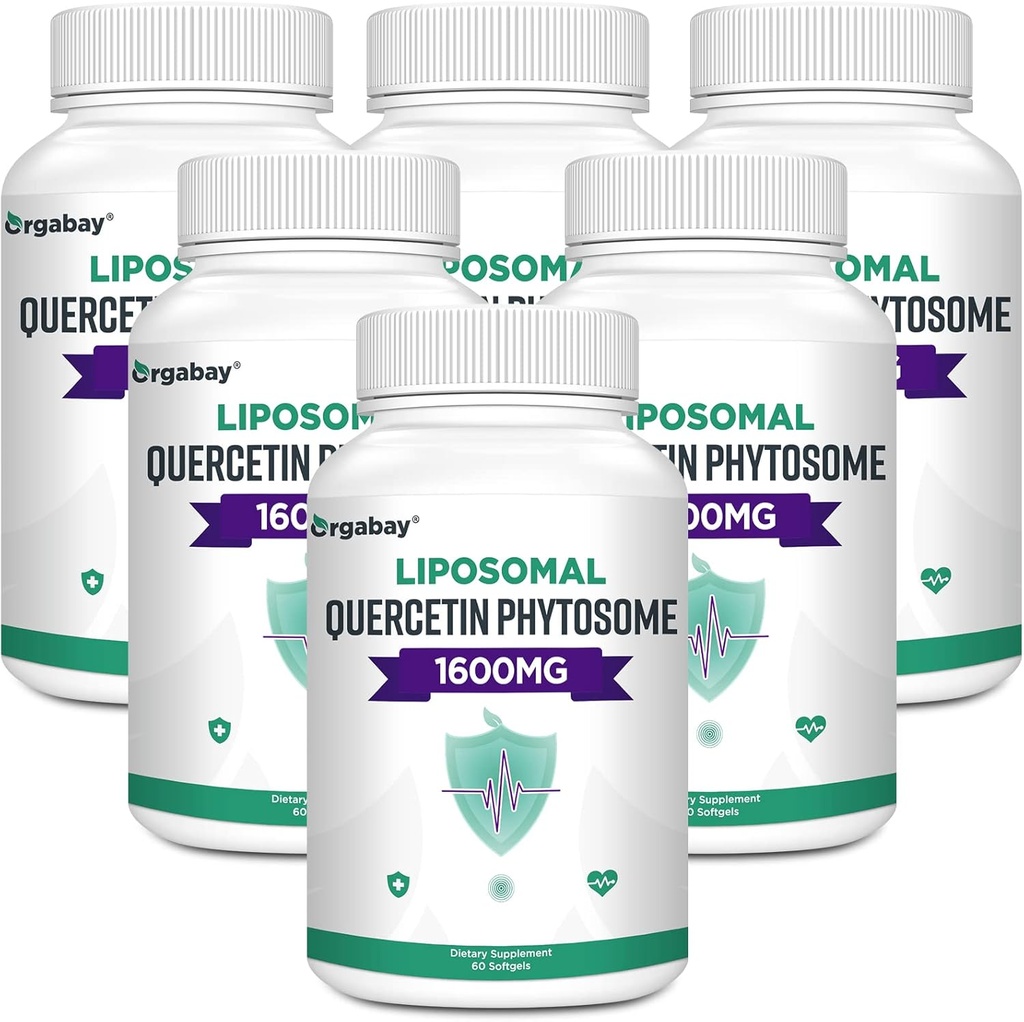 Orgabay Liposomal Quercetine Phytosome 1600 mg,Bromelain 200mg,Zinc 30mg,Vitamine C Turmeric 40 mg,Hoogstste Absorptie,Quercetin Complex, 360 Softgels