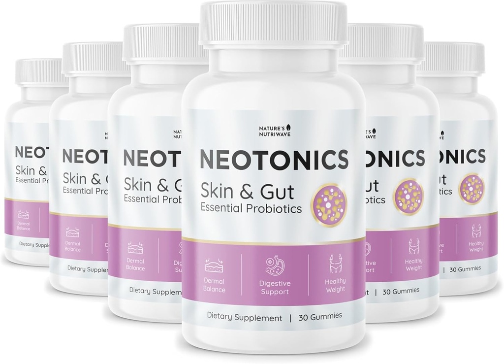 Gummies de peau et de Gut - 100% Probiotiques naturels, Probiotiques à croquer pour la santé digestive et la santé de la peau, Probiotiques quotidiens pour les femmes et les hommes - Saveur de pomme, 30 Gummies, 6 mois d'approvisionnement