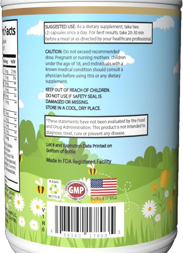 Support du foie - Mélange Premium avec le chardon, l'artichaut, la betterave et plus - Supports Métabolisme et enzymes digestives - 60 Capsules de Véggie - Mixed in USA