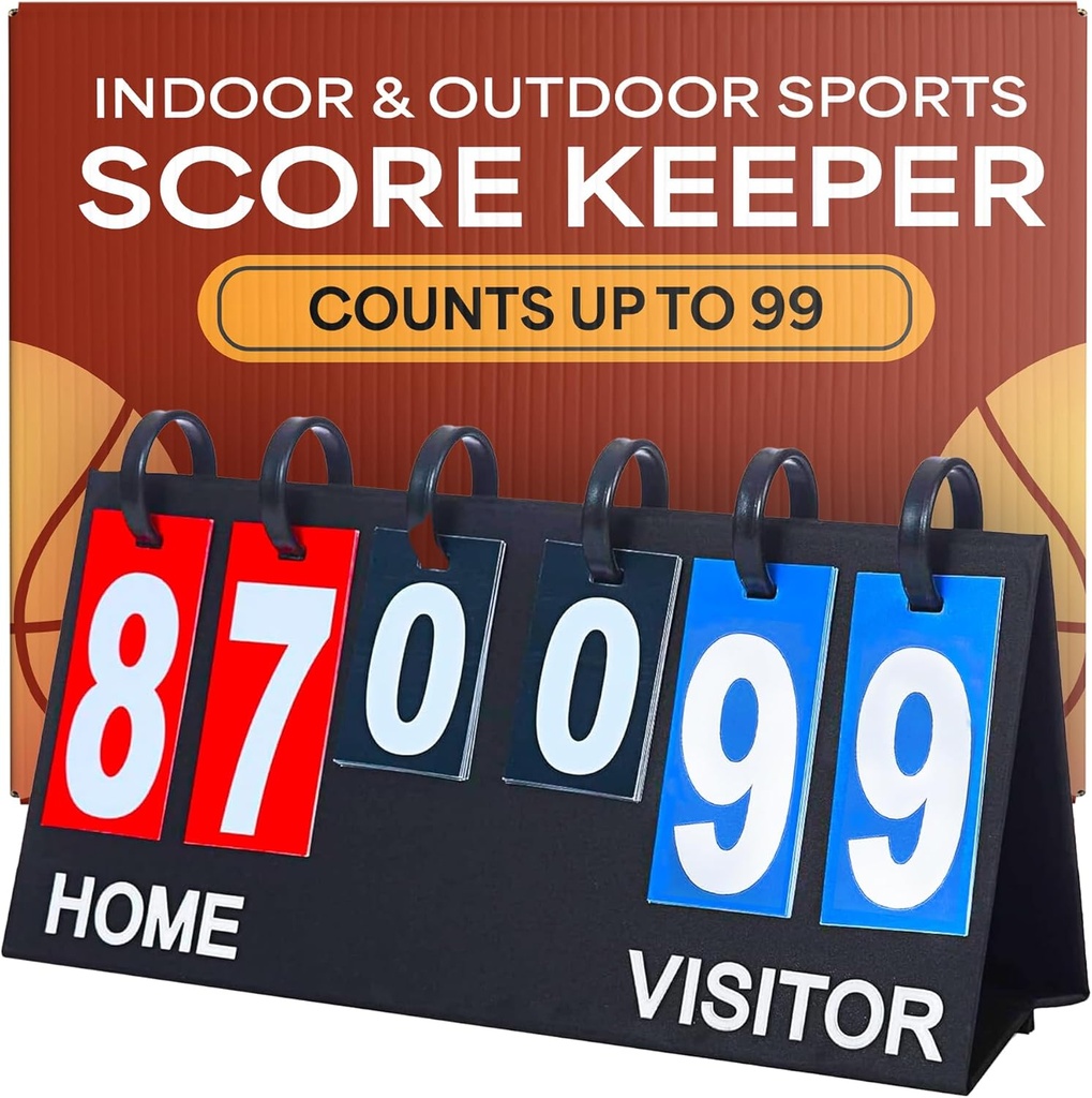 Upstreet Scorebord/Score Keeper for Indoor & Outdoor Sports - Ping Pong/Baseball/Tennis/Basketball Scorebord of Varsity Scoreboards/Volleyball Scorekeeper - Portable Scorebord Flips tot 99