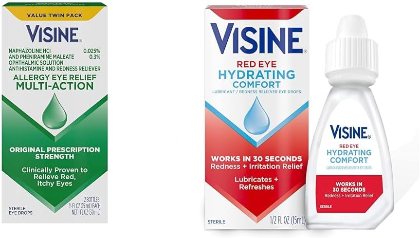 Visine Allergie Oogrelief Drops Red Eye Hydrating Comfort Drops, 0,5 fl. oz (verpakking van 2)