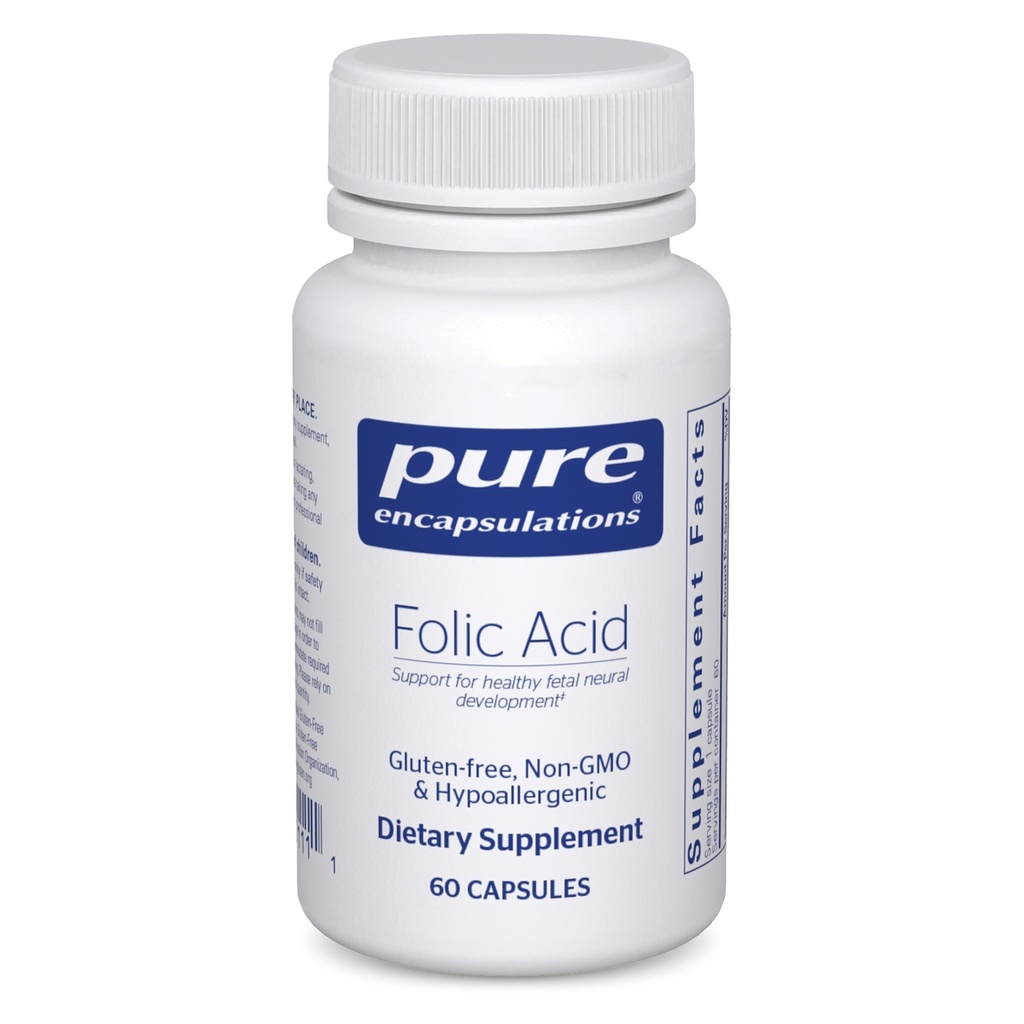 Pure Encapsulaties Foliumzuur Hypoallergeen Dieetsupplement 60 Capsules