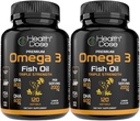 Huile de poisson Oméga 3 pour la santé – Softgels aromatisés au citron avec EPA et DHA pour le soutien du cerveau, du cœur et du mieux-être – Facile à digérer, sans Burps de poisson – 120 Softgels, pack de 2