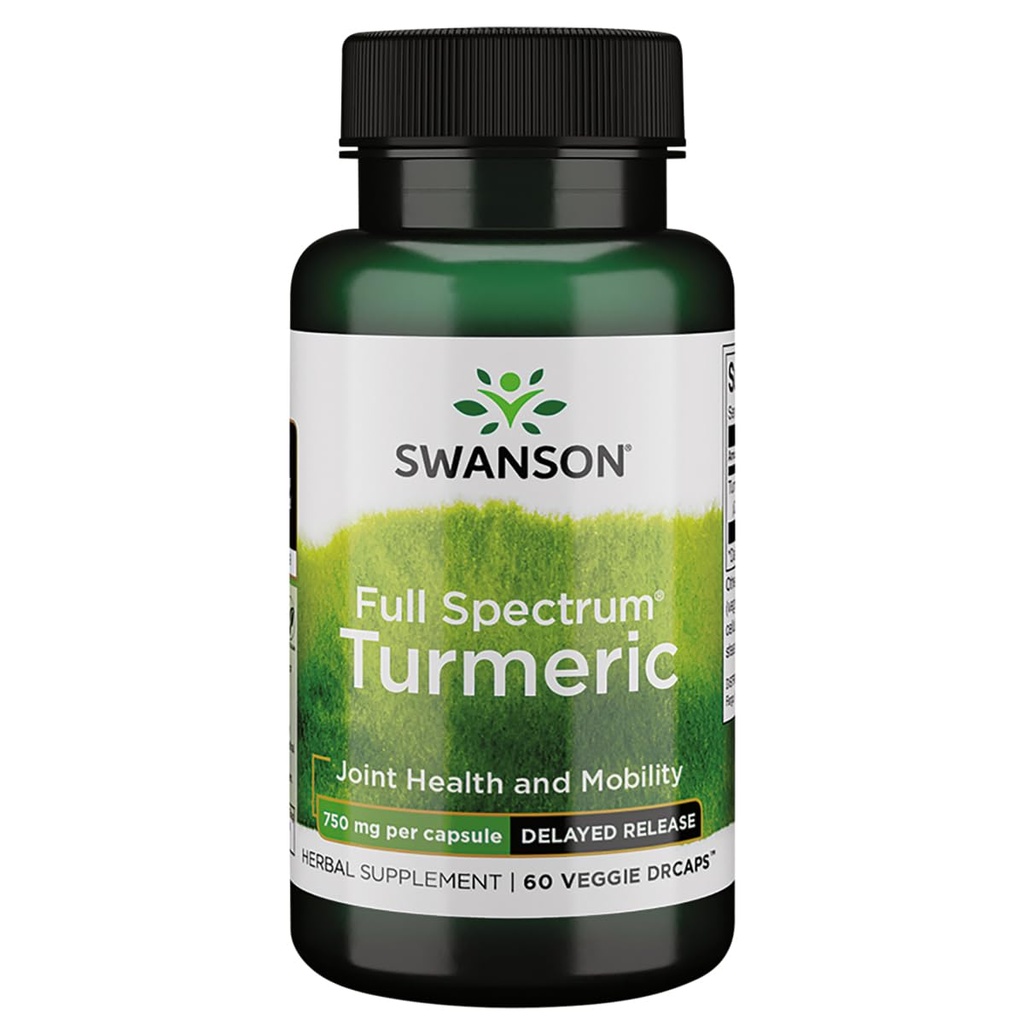 Swanson Full Spectrum Turmeric Vertraagde Release 750 Milligram 60 Veg Capsules