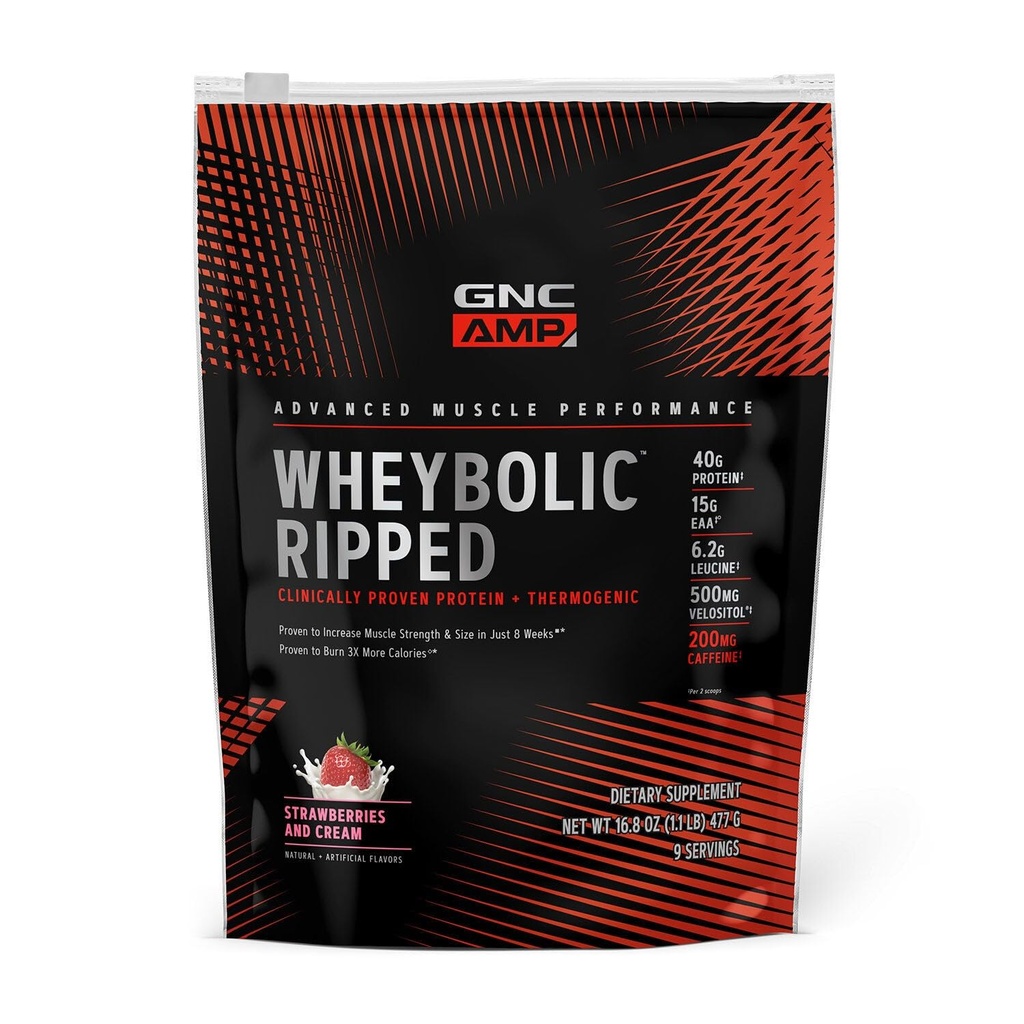 GNC AMP Ripped Wheybolic - Fraises et crème (9 portions)