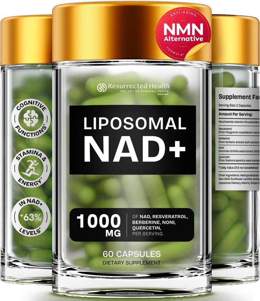 Liposomale NAD-supplementen voor vrouwen Resveratrol NAD + Supplement w/Berberine, Quercetin, Noni 