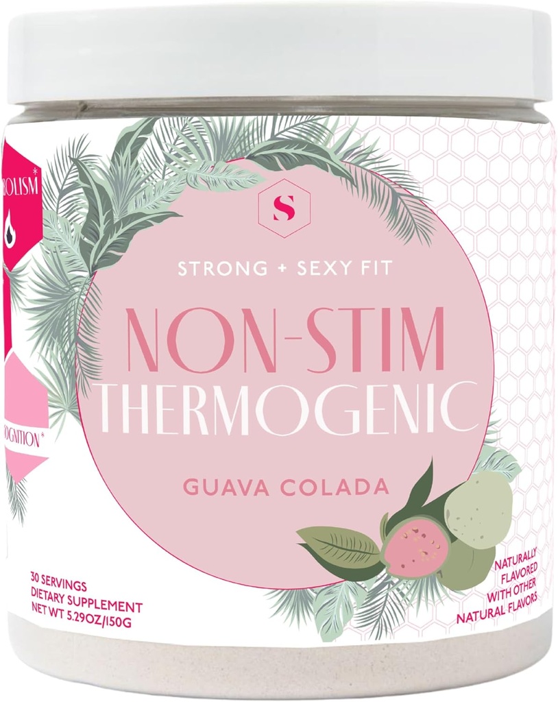 Sterk + Sexy Fit, Gewicht en Dieet Ondersteuning Gezondheidssupplement, Cafeïne Gratis Non Stim Drink Poeder voor eetlust controle en stofwisseling ondersteuning, supplementen voor vrouwen, Guava Colada smaak, 30 SVG