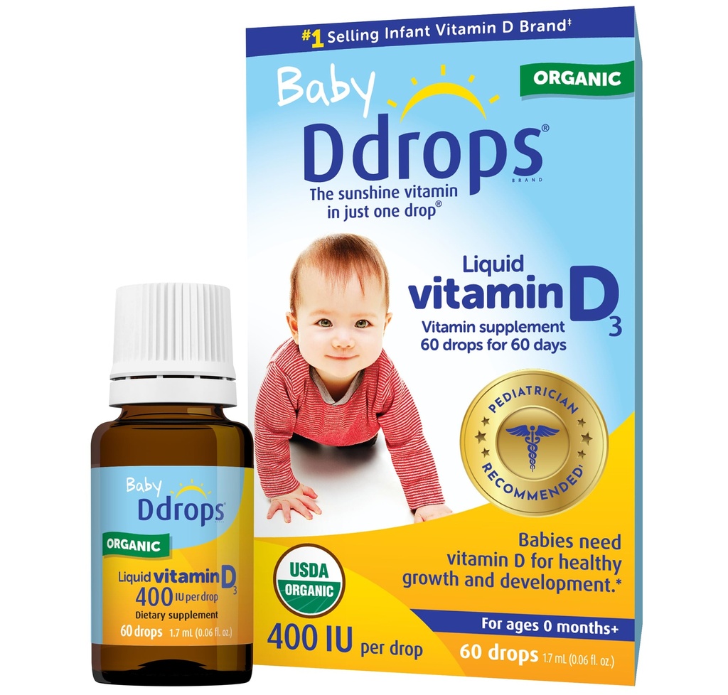 Drops Bébé 400 UI, vitamine D, 60 gouttes 1,7mL (0,06 Fl. Oz (paquet de 1))