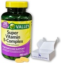 Super Vitamine B Complex Spring Valley- Tabletten 250 Tel B6 B12 C thiamine biotin folaat pantotheenzuur en riboflavine, in doos met Fusion Shop Store