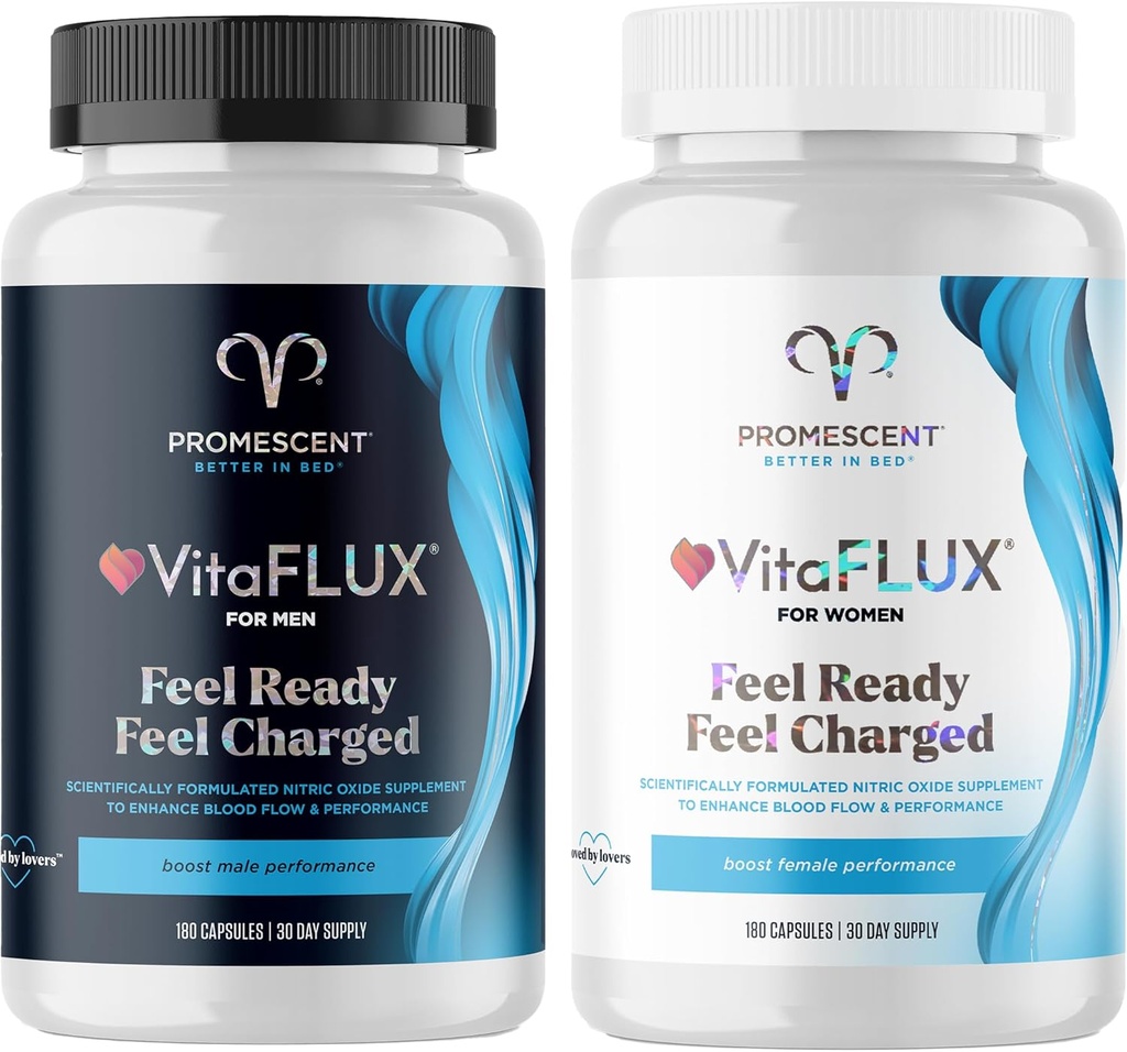 VitaFLUX Triple Power Nitric Oxide Supplement voor mannelijke prestaties + VitaFLUX Vrouwen Nitric Oxide Booster Supplement, Verhoog Circulatie, Boost Energie & Hart Gezondheid, Performance, Uithoudingsvermogen, Energie